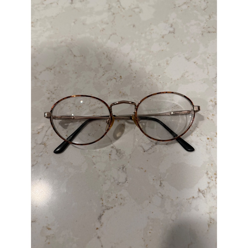 Vintage Oval Tortoiseshell Gold Metal Frame Eyeglasses Prescription Ready